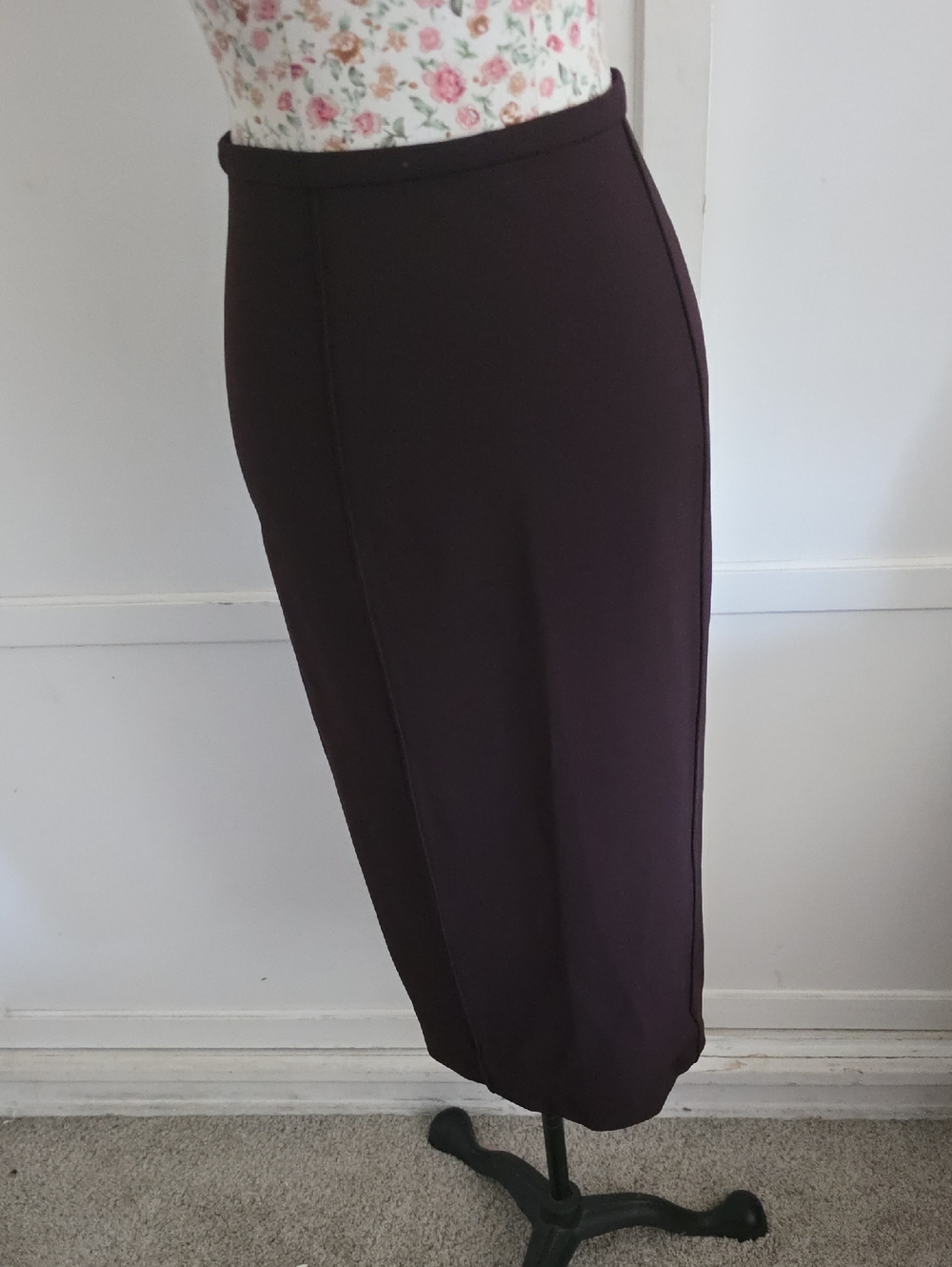 Diane Von Furstenberg Plum Pencil Midi Skirt With Zipper On Slit
